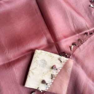 brown handloom organza silk saree
