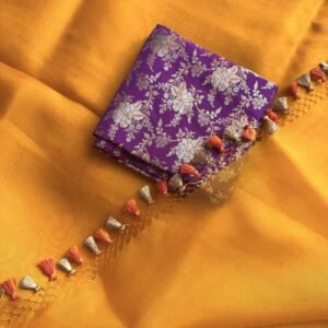 mango yellow handloom organza silk saree