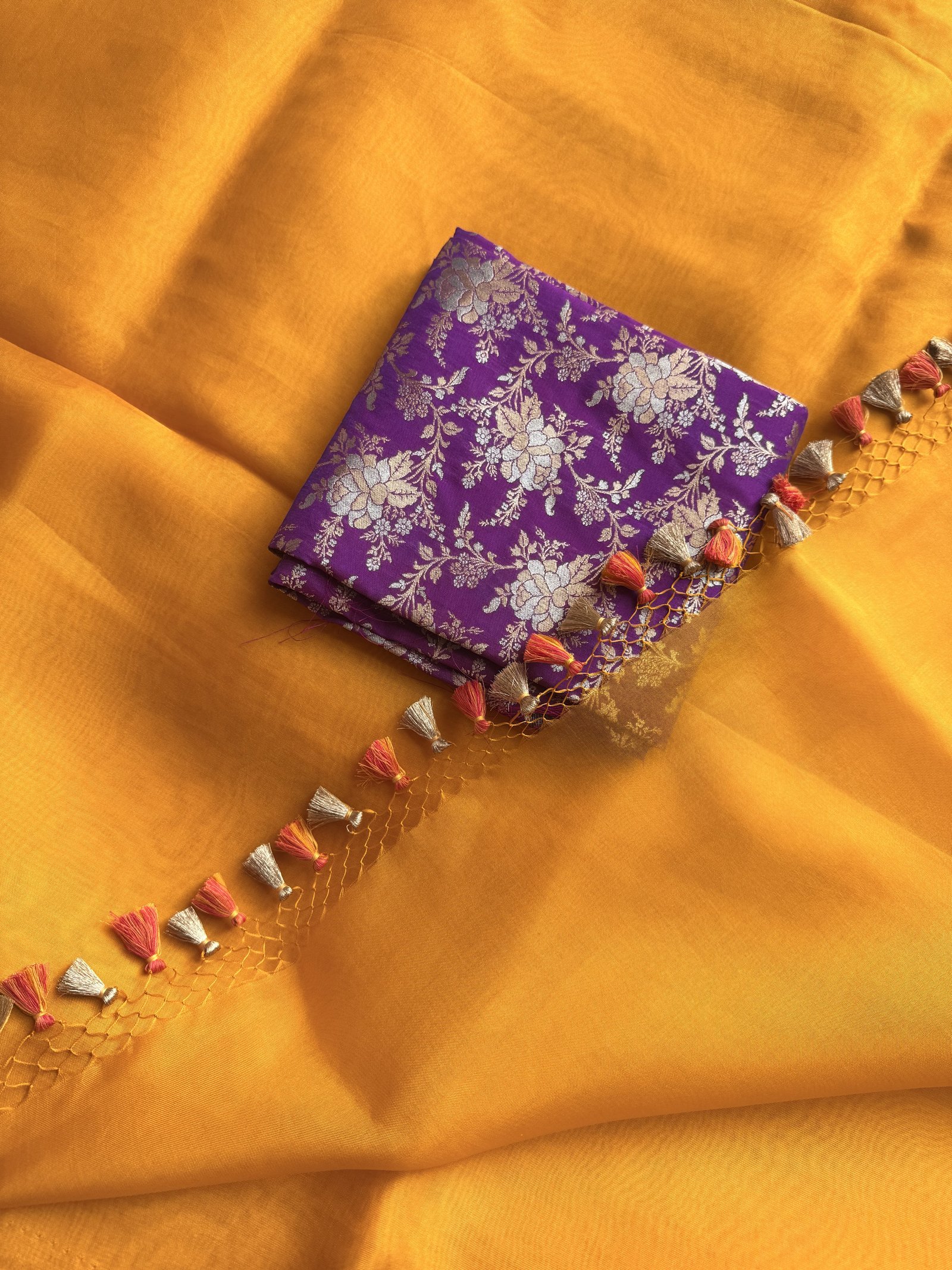 mango yellow handloom organza silk saree