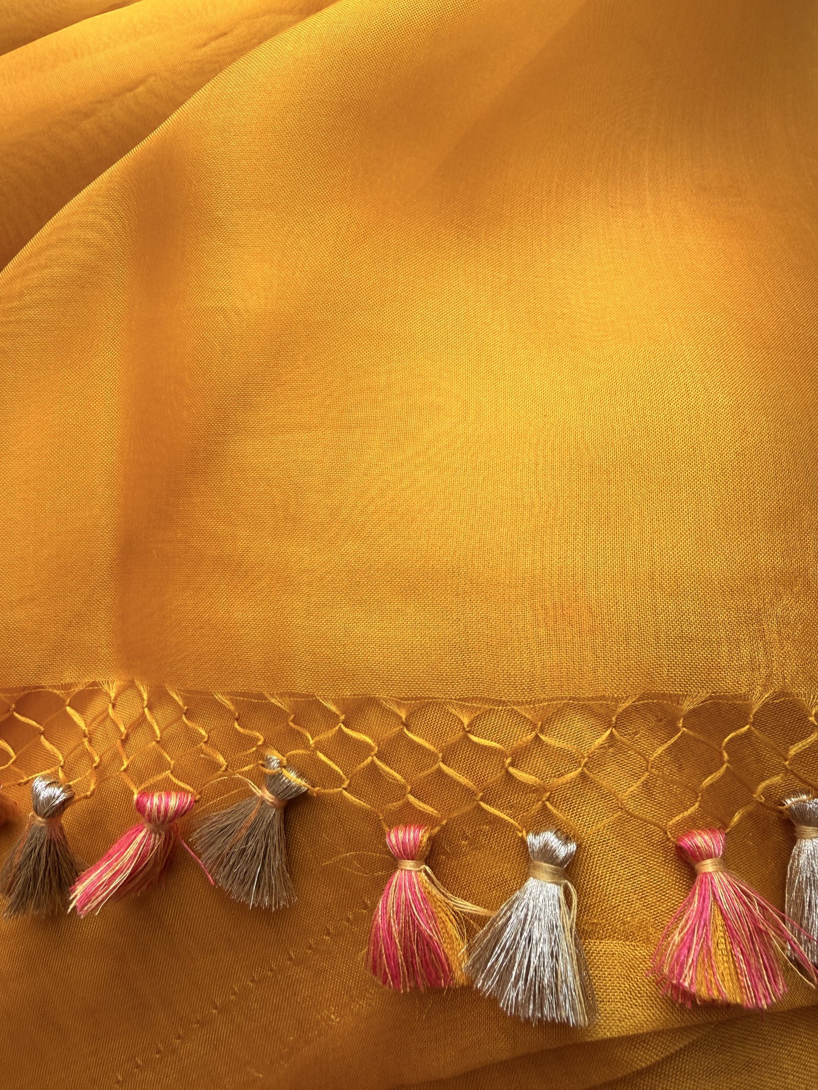 mango yellow handloom organza silk saree