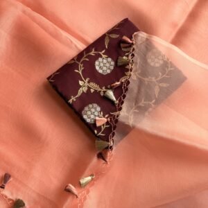peach handloom organza silk saree
