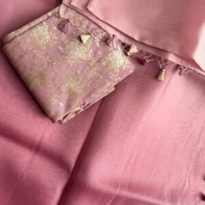 pink ombre handloom organza silk saree