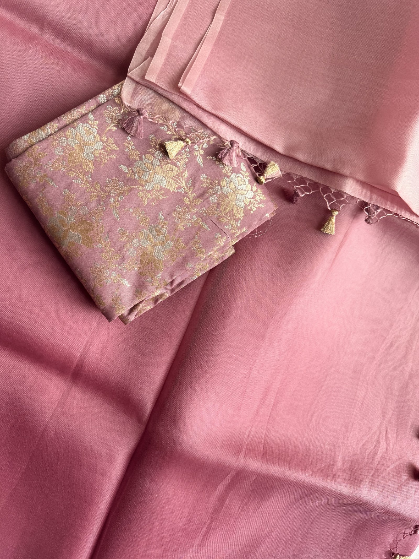 pink ombre handloom organza silk saree