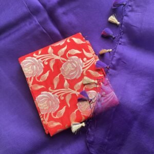 dark violet handloom organza silk saree