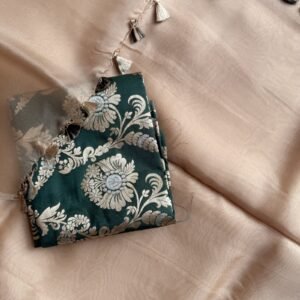 beige handloom organza silk saree