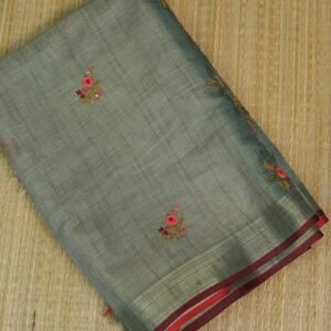 mint green linen by tissue saree (embroidery)