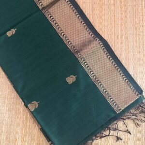green flower motif maheshwar handloom silk saree