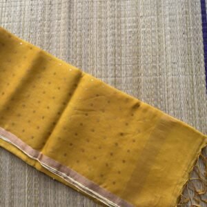 deep mustard resham by resham muslin silk saree
