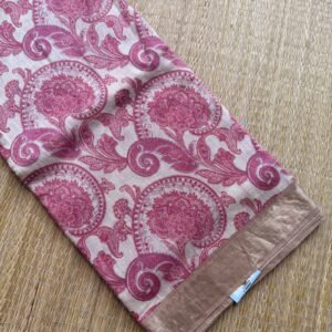 pink shade munga tussar silk saree (digital print)