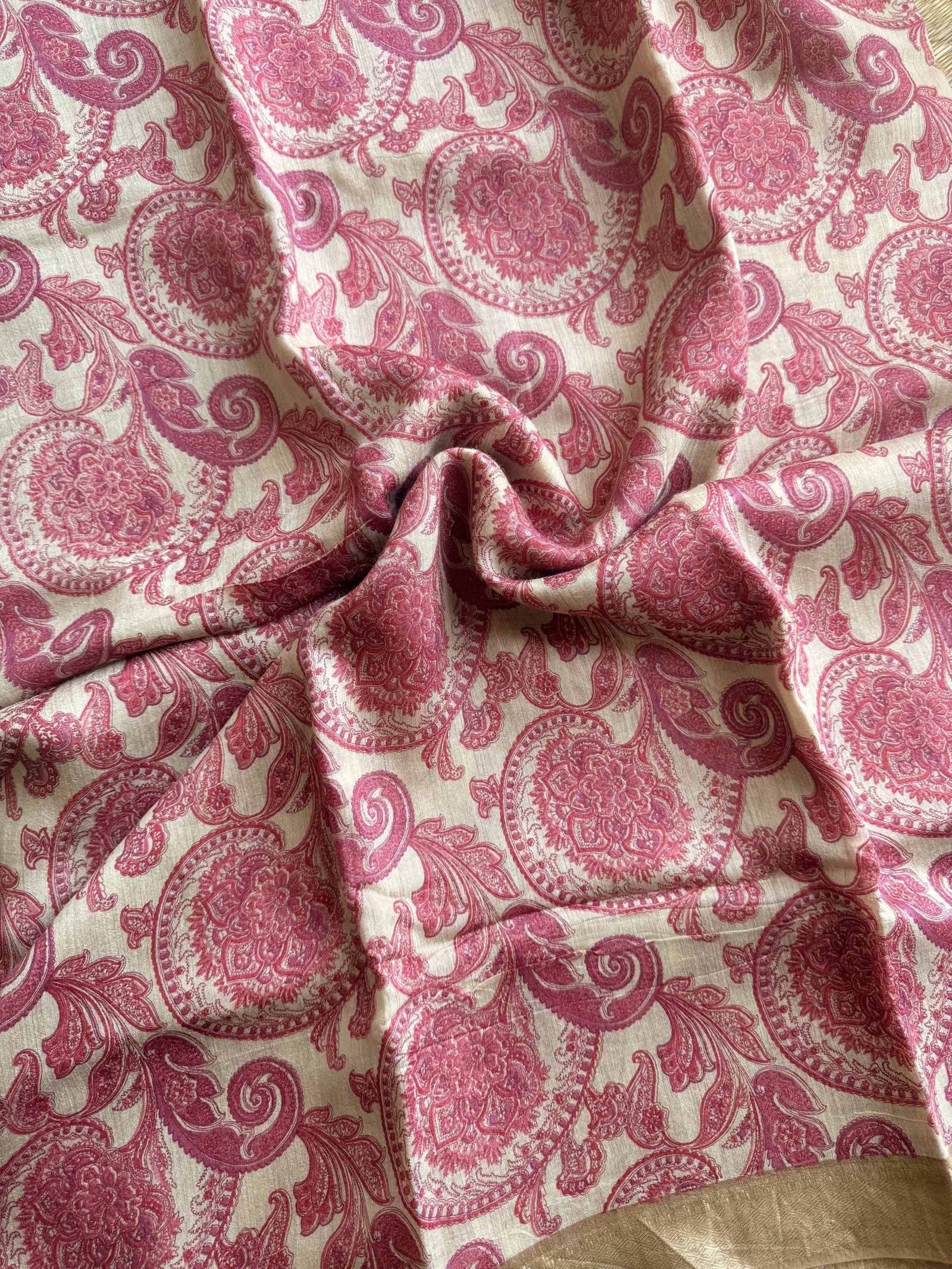 pink shade munga tussar silk saree (digital print)
