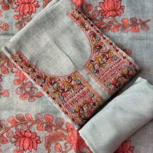 metallic blue linen by tissue unstitched suit