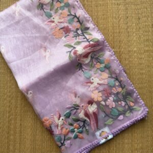 glass tissue silk saree pista green
