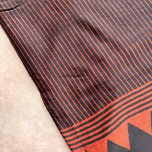 maroon and black striped pattern ajrakh modal silk saree
