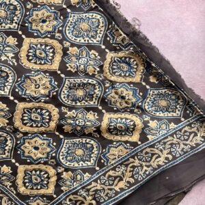 deep multani mitti shade (deep brown) ajrakh modal silk saree