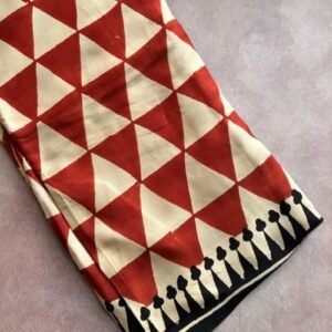 red triangle blocks ajrakh modal silk saree