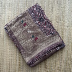 meenakari weaving brown ajrakh dola silk saree