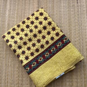 yellow ajrakh dola silk saree