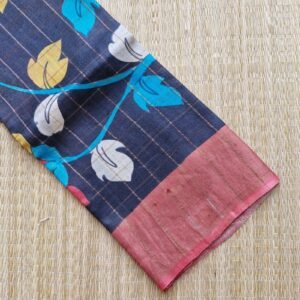 black with red border (full body zari checks) handpainted desi tussar silk saree