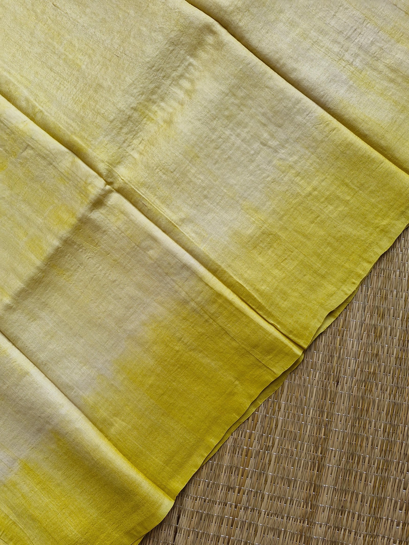 yellow shibori pattern tussar silk saree