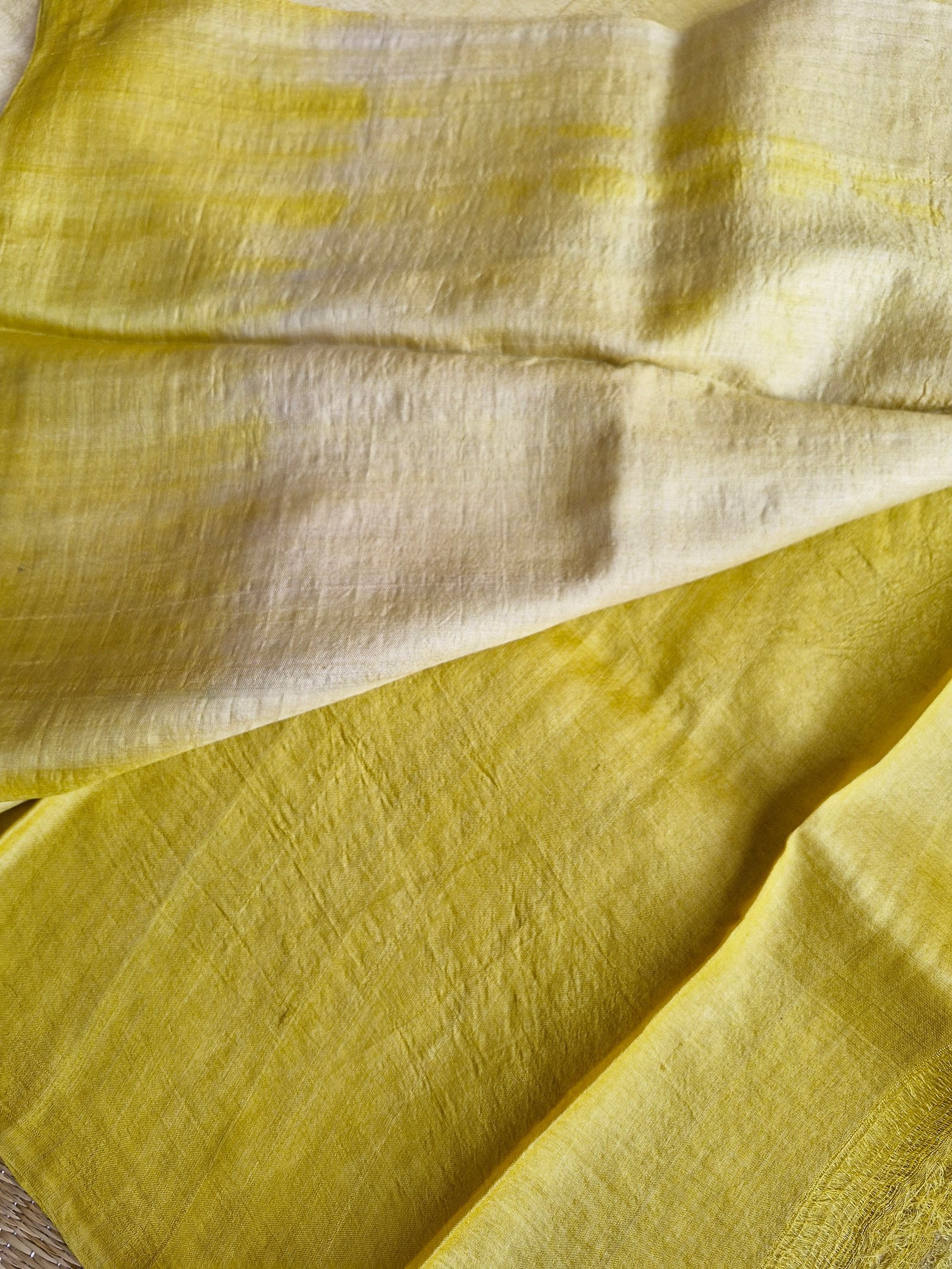 yellow shibori pattern tussar silk saree