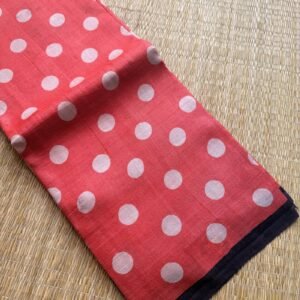 peach and white polka tussar silk saree