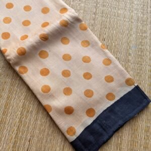 mustard yellow with beige polka tussar silk saree