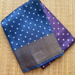 purple and blue multi colour polka dots tussar silk saree