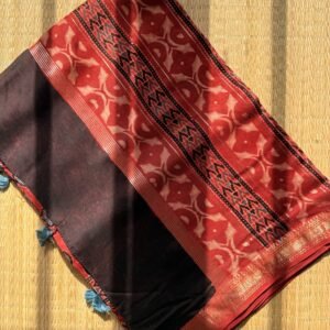 Ajrakh Maheshwari Silk by Cotton Saree – AM001