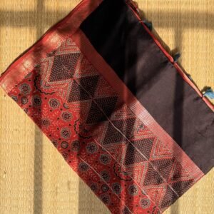 Ajrakh Maheshwari Silk by Cotton Saree – AM005