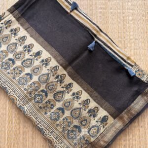 Ajrakh Maheshwari Silk by Cotton Saree – AM007