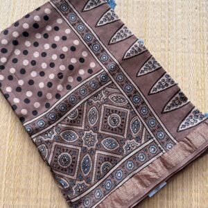 Ajrakh Maheshwari Silk by Cotton Saree – AM010