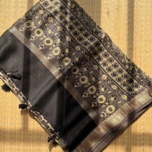 Ajrakh Maheshwari Silk by Cotton Saree – AM002
