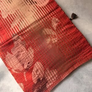 Red Shade Chiniya by Kora Tissue Blended Saree