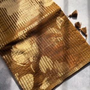 Yellow Gold Shade Chiniya by Kora Tissue Blended Saree