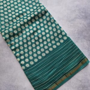 Blue Polka Digital Printed Chanderi Silk Saree