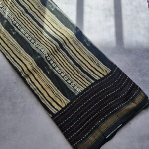 Green and Beige Geometrical Digital Printed Chanderi Silk Saree