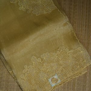 Chick Yellow Cutwork Glass Tissue Silk Saree