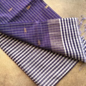 Deep Purple Shade Checked Maheshwar Handloom Silk Saree