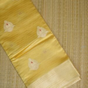 Lemon Yellow Mango Silk Saree with Meenakari Weaving
