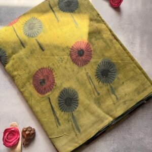Pomegranate Peel Dyed Mul Cotton Saree – PP03
