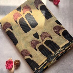 Pomegranate Peel Dyed Mul Cotton Saree – PP05