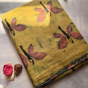Pomegranate Peel Dyed Mul Cotton Saree – PP09