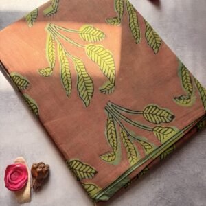 Pomegranate Peel Dyed Mul Cotton Saree – PP10