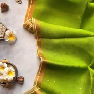 Parrot Green Resham by Resham Muslin Silk Saree