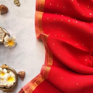 Red Shade Resham by Resham Muslin Silk Saree