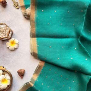 Teal Blue Resham by Resham Muslin Silk Saree