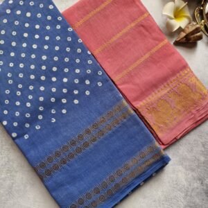 Blue and Pink Sungudi Cotton Saree