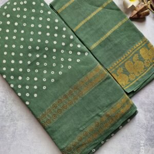 Green and Green Sungudi Cotton Saree