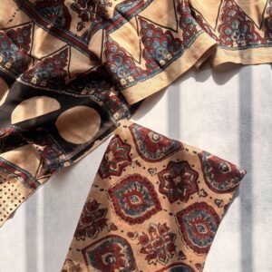 Badam Block Ajrakh Mul Chanderi Unstitched Suit
