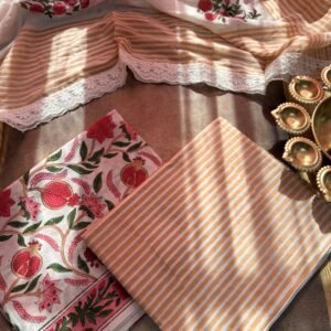 Mul Cotton Unstitched Suit with Lace Dupatta – MCL01